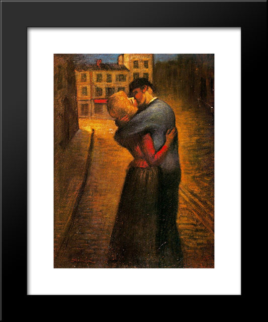 The Kiss 20x24 Black Modern Wood Framed Art Print Poster by Steinlen, Theophile