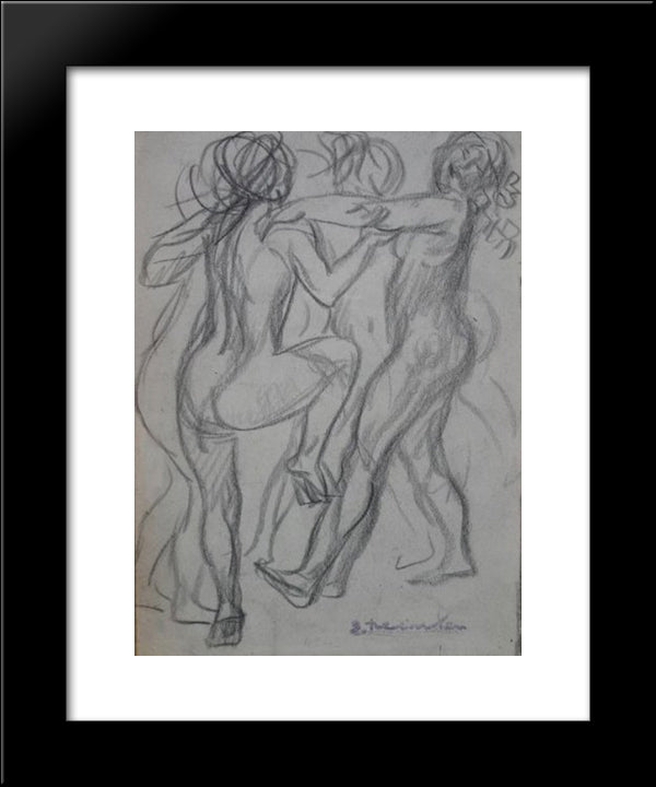 Three Nude Women Dancing 20x24 Black Modern Wood Framed Art Print Poster by Steinlen, Theophile