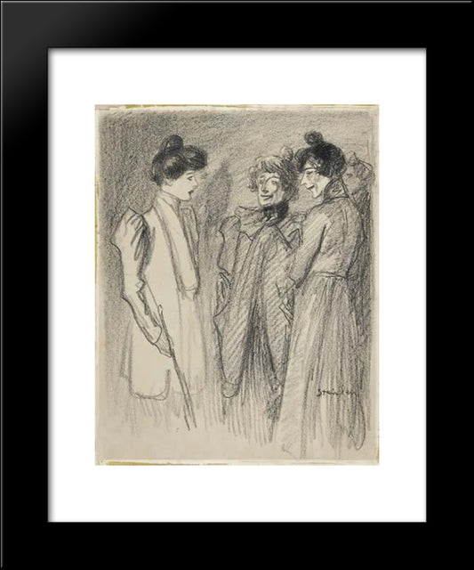 Three Women 20x24 Black Modern Wood Framed Art Print Poster by Steinlen, Theophile