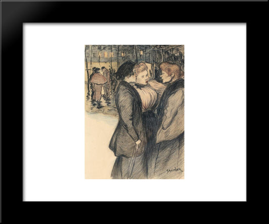 Three Women 20x24 Black Modern Wood Framed Art Print Poster by Steinlen, Theophile