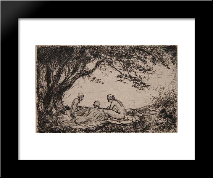 Trois Baigneuses 20x24 Black Modern Wood Framed Art Print Poster by Steinlen, Theophile