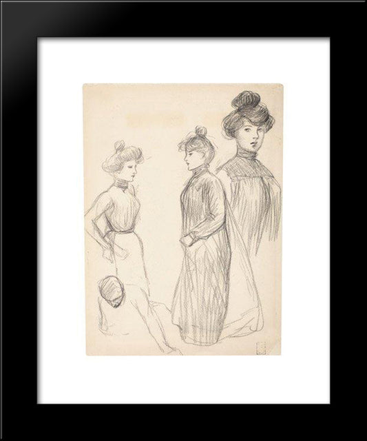 Trois Etudes De Femmes 20x24 Black Modern Wood Framed Art Print Poster by Steinlen, Theophile