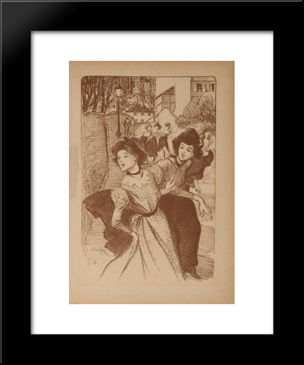 Trois Midinettes 20x24 Black Modern Wood Framed Art Print Poster by Steinlen, Theophile