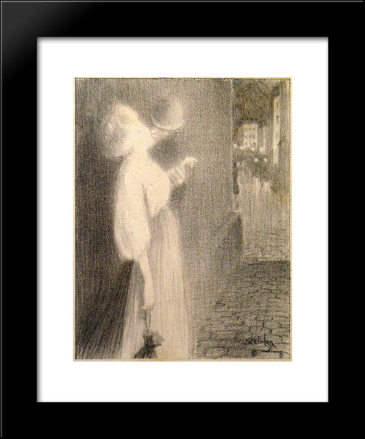 Tu M'Apparus 20x24 Black Modern Wood Framed Art Print Poster by Steinlen, Theophile