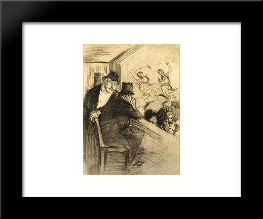 Two Men At Theatre 20x24 Black Modern Wood Framed Art Print Poster by Steinlen, Theophile