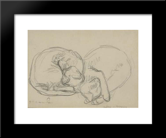 Two Sleeping Cats 20x24 Black Modern Wood Framed Art Print Poster by Steinlen, Theophile