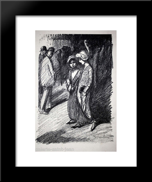 Two Women 20x24 Black Modern Wood Framed Art Print Poster by Steinlen, Theophile