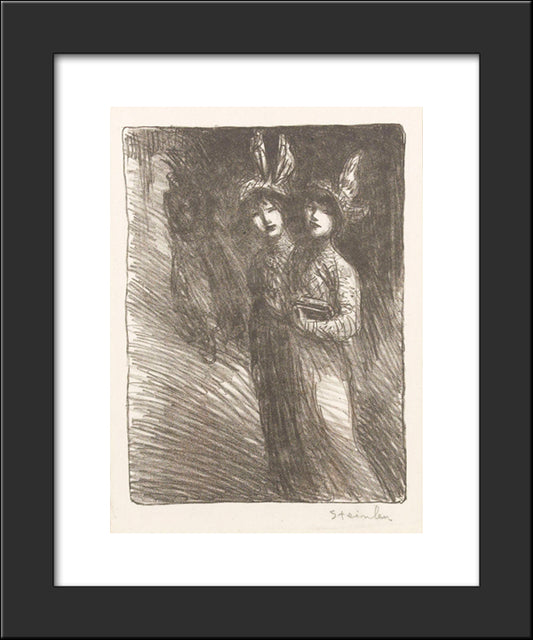 Two Women Lithograph 20x24 Black Modern Wood Framed Art Print Poster by Steinlen, Theophile