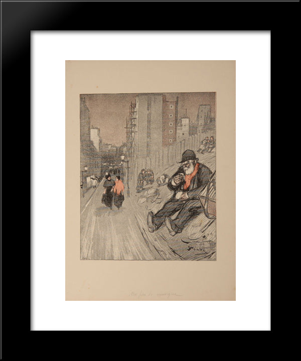 Un Peu De Musique 20x24 Black Modern Wood Framed Art Print Poster by Steinlen, Theophile