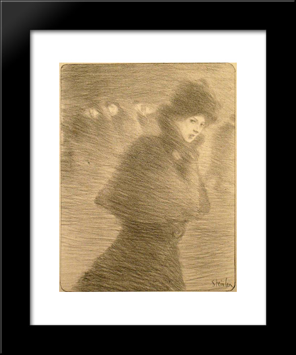 Une Femme Qui Passe 20x24 Black Modern Wood Framed Art Print Poster by Steinlen, Theophile