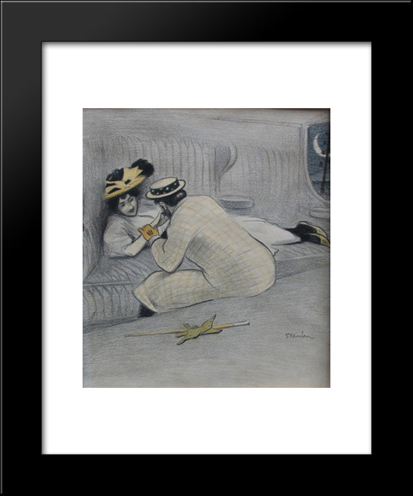 Une Honnete Femme 20x24 Black Modern Wood Framed Art Print Poster by Steinlen, Theophile