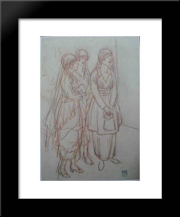 Veuves D'Un Louis Sketch 20x24 Black Modern Wood Framed Art Print Poster by Steinlen, Theophile