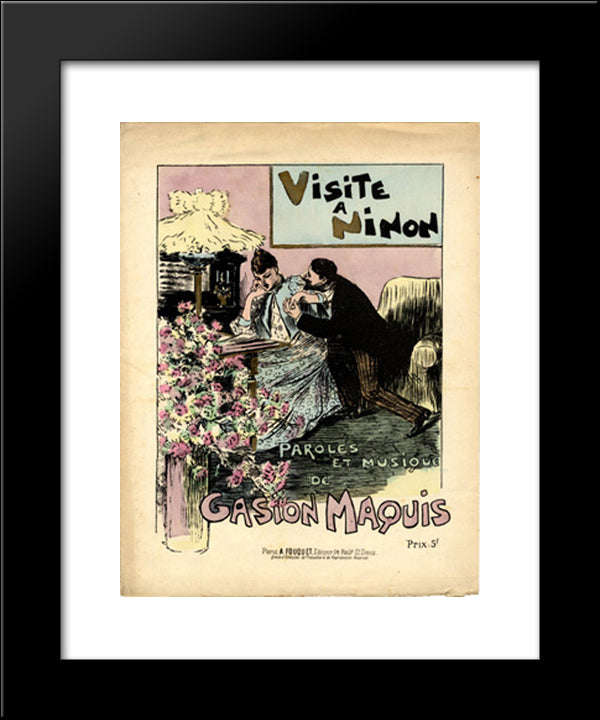 Visite A Ninon 20x24 Black Modern Wood Framed Art Print Poster by Steinlen, Theophile