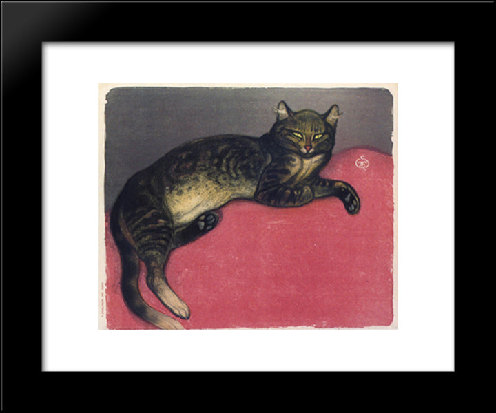 Winter Cat Litho 20x24 Black Modern Wood Framed Art Print Poster by Steinlen, Theophile