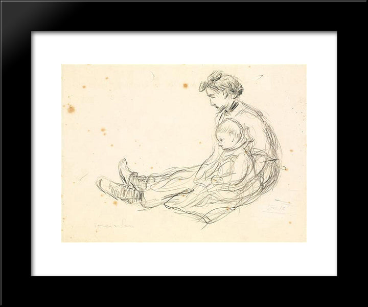 Woman And Child 20x24 Black Modern Wood Framed Art Print Poster by Steinlen, Theophile