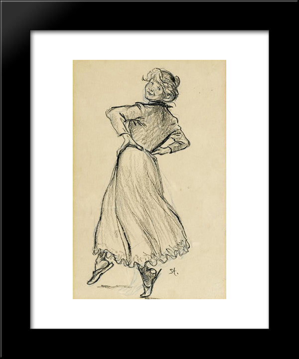 Woman Dancing 20x24 Black Modern Wood Framed Art Print Poster by Steinlen, Theophile