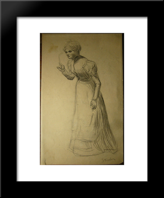 Woman Holding Lorgnon 20x24 Black Modern Wood Framed Art Print Poster by Steinlen, Theophile