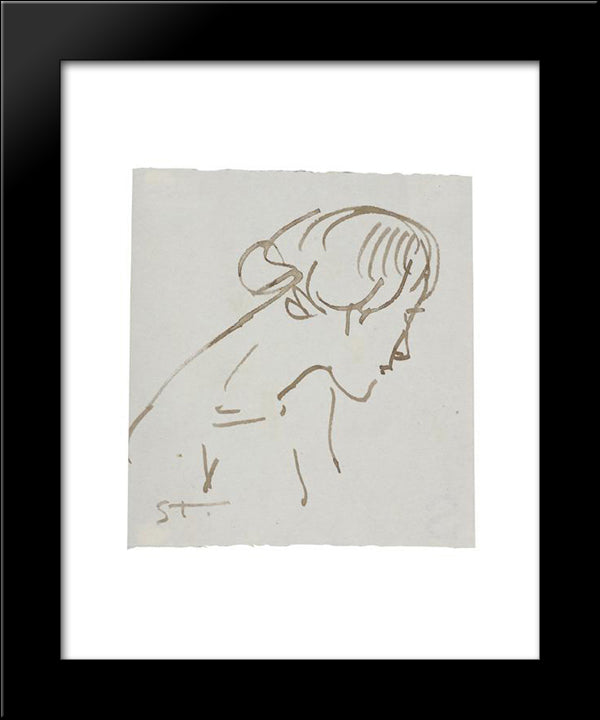 Woman Ink Profile 20x24 Black Modern Wood Framed Art Print Poster by Steinlen, Theophile