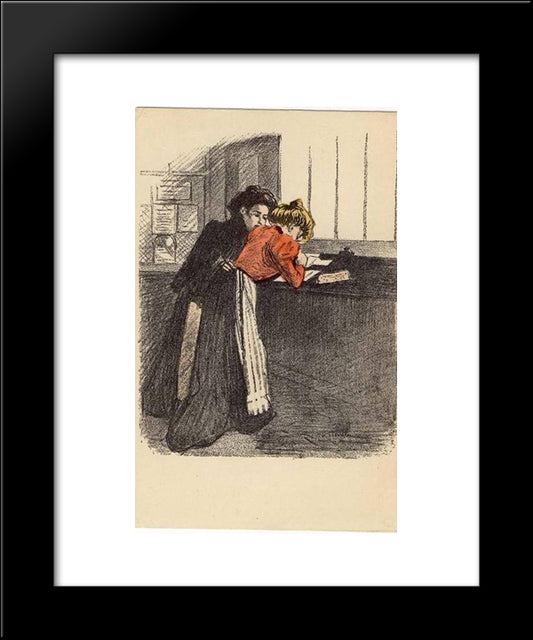 Women At Counter 20x24 Black Modern Wood Framed Art Print Poster by Steinlen, Theophile