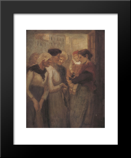 Women Conversing 20x24 Black Modern Wood Framed Art Print Poster by Steinlen, Theophile