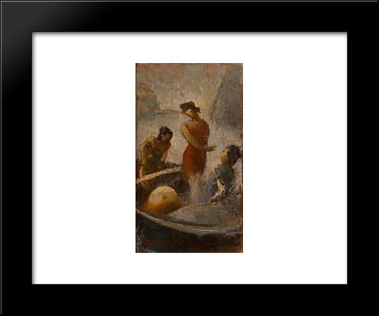 Bathers On The Boat 20x24 Black Modern Wood Framed Art Print Poster by Triantafyllidis, Theophrastos