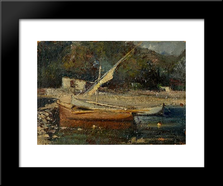 Boats At Shore 20x24 Black Modern Wood Framed Art Print Poster by Triantafyllidis, Theophrastos