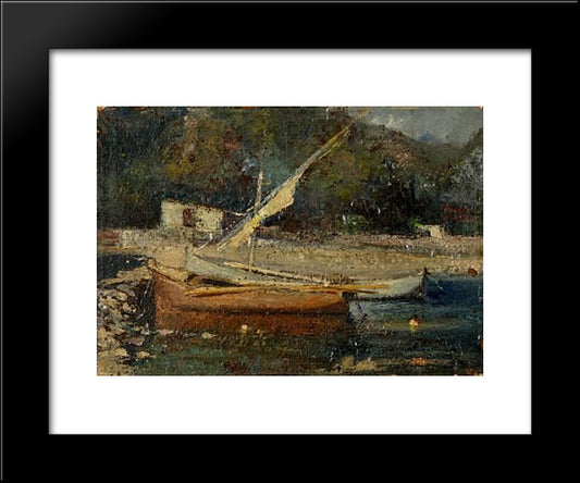 Boats At Shore 20x24 Black Modern Wood Framed Art Print Poster by Triantafyllidis, Theophrastos