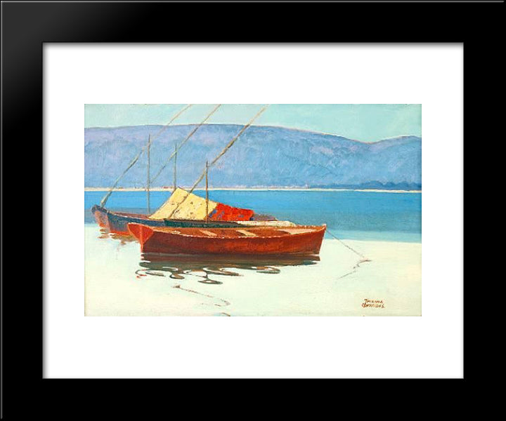 Boats In Calm Water 20x24 Black Modern Wood Framed Art Print Poster by Triantafyllidis, Theophrastos