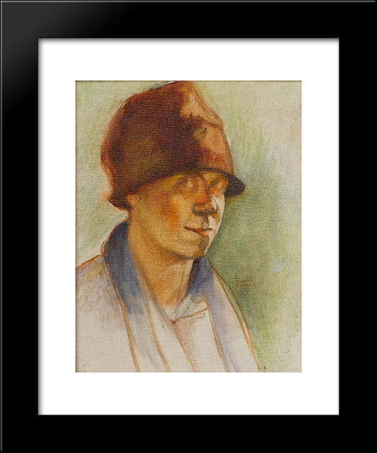 Figure With Hat 20x24 Black Modern Wood Framed Art Print Poster by Triantafyllidis, Theophrastos