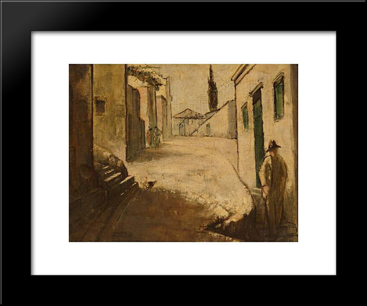 Figures On A Street 20x24 Black Modern Wood Framed Art Print Poster by Triantafyllidis, Theophrastos