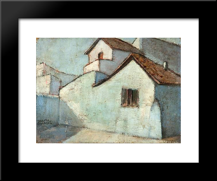 Houses 20x24 Black Modern Wood Framed Art Print Poster by Triantafyllidis, Theophrastos