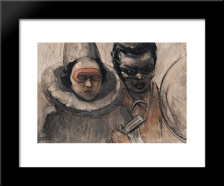 Masks 20x24 Black Modern Wood Framed Art Print Poster by Triantafyllidis, Theophrastos