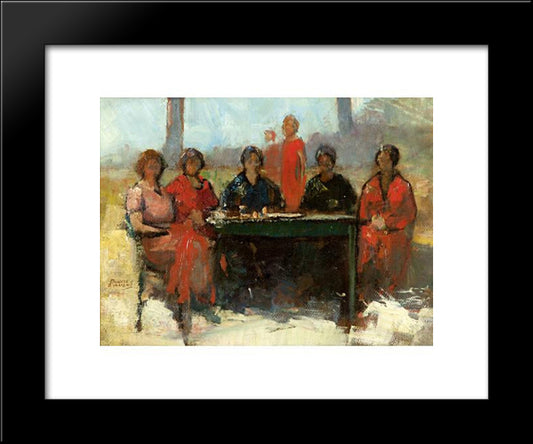 The Dinner Guests 20x24 Black Modern Wood Framed Art Print Poster by Triantafyllidis, Theophrastos