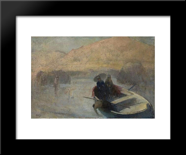 Women In Boat 20x24 Black Modern Wood Framed Art Print Poster by Triantafyllidis, Theophrastos