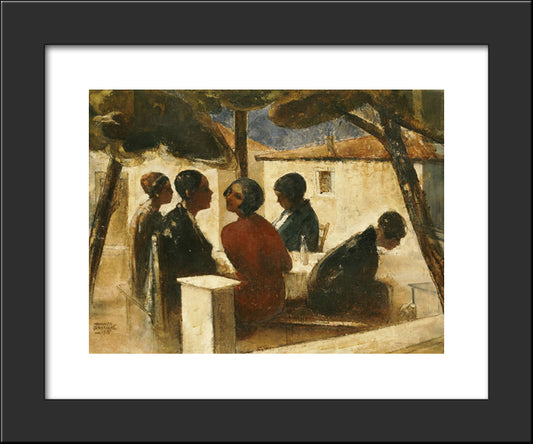 Youths Enjoying Themselves In Galatsi 20x24 Black Modern Wood Framed Art Print Poster by Triantafyllidis, Theophrastos