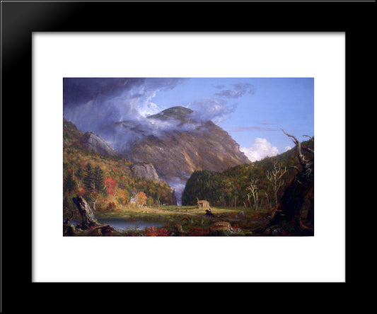 A View Of The Mountain Pass Called The Notch Of The White Mountains (Crawford Notch) 20x24 Black Modern Wood Framed Art Print Poster by Cole, Thomas