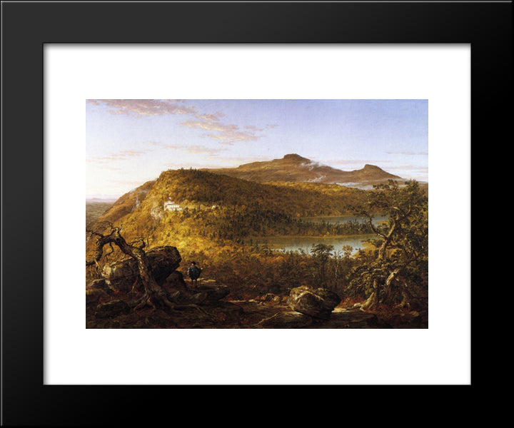 A View Of The Two Lakes And Mountain House, Catskill Mountains, Morning 20x24 Black Modern Wood Framed Art Print Poster by Cole, Thomas