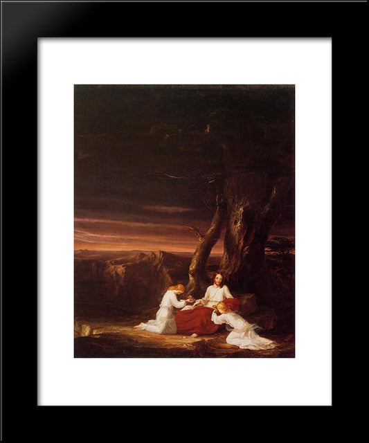 Angels Ministering To Christ In The Wilderness 20x24 Black Modern Wood Framed Art Print Poster by Cole, Thomas