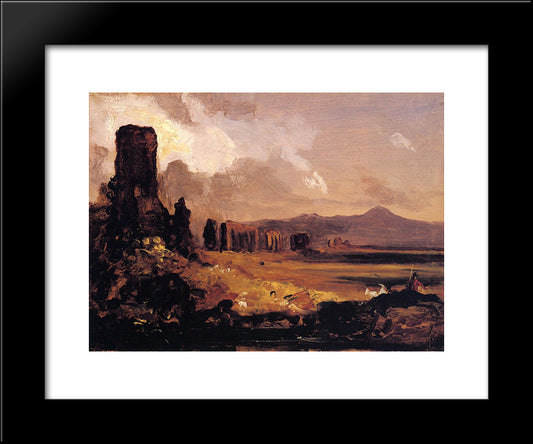 Campagna Di Roma (Study For Aqueduct Near Rome) 20x24 Black Modern Wood Framed Art Print Poster by Cole, Thomas