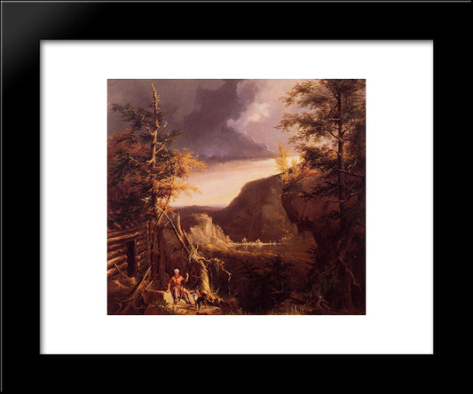 Daniel Boone Sitting At The Door Of His Cabin On The Great Osage Lake 20x24 Black Modern Wood Framed Art Print Poster by Cole, Thomas