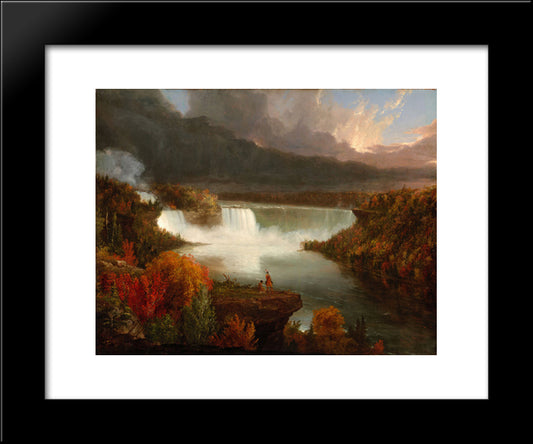 Distant View Of Niagara Falls 20x24 Black Modern Wood Framed Art Print Poster by Cole, Thomas