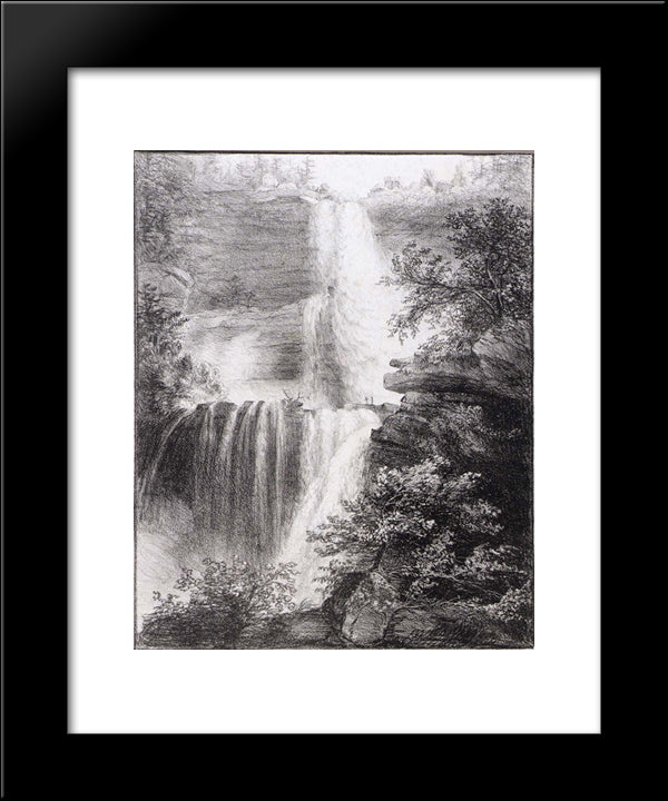 Falls At Catskill 20x24 Black Modern Wood Framed Art Print Poster by Cole, Thomas