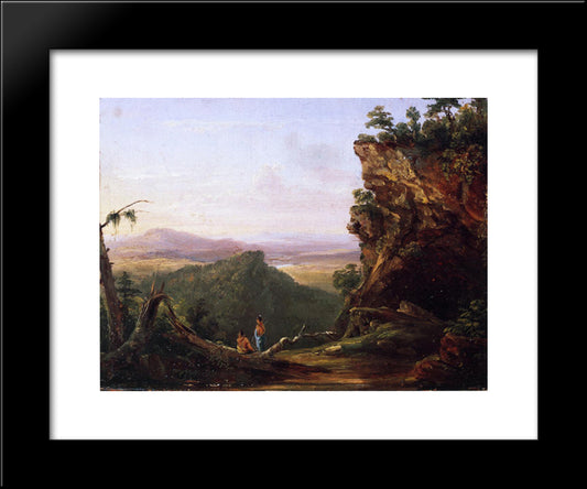 Indians Viewing Landscape 20x24 Black Modern Wood Framed Art Print Poster by Cole, Thomas