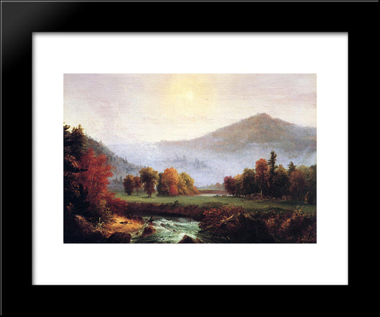 Morning Mist Rising In Plymouth, New Hampshire 20x24 Black Modern Wood Framed Art Print Poster by Cole, Thomas