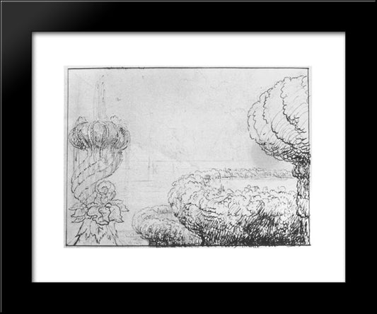 Pen And Pencil Drawing 20x24 Black Modern Wood Framed Art Print Poster by Cole, Thomas