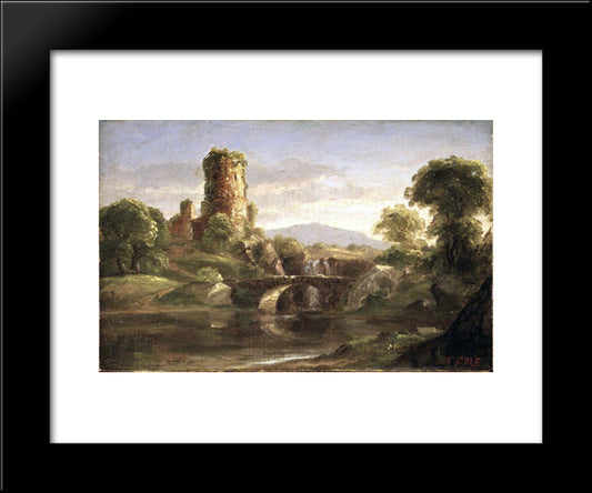 Ruined Castle And River 20x24 Black Modern Wood Framed Art Print Poster by Cole, Thomas