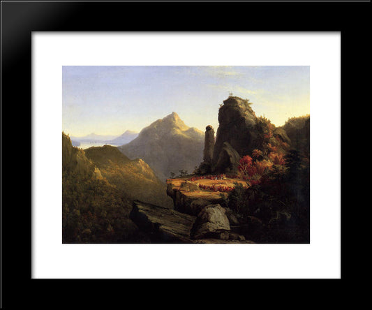 Scene From The Last Of The Mohicans Cora Kneeling At The Feet Of Tanemund 20x24 Black Modern Wood Framed Art Print Poster by Cole, Thomas