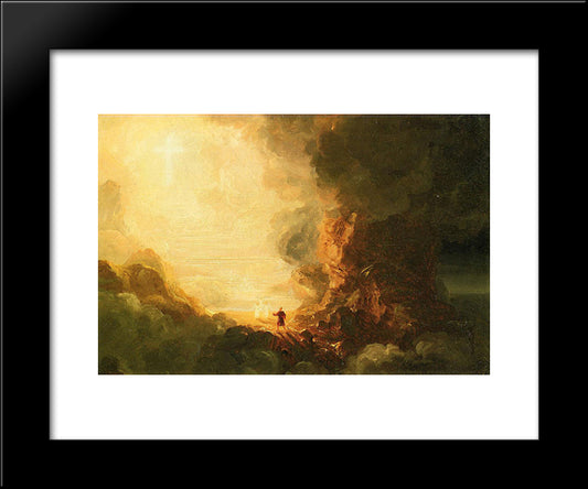 Study For The Pilgrim Of The Cross At The End Of His Journey 20x24 Black Modern Wood Framed Art Print Poster by Cole, Thomas