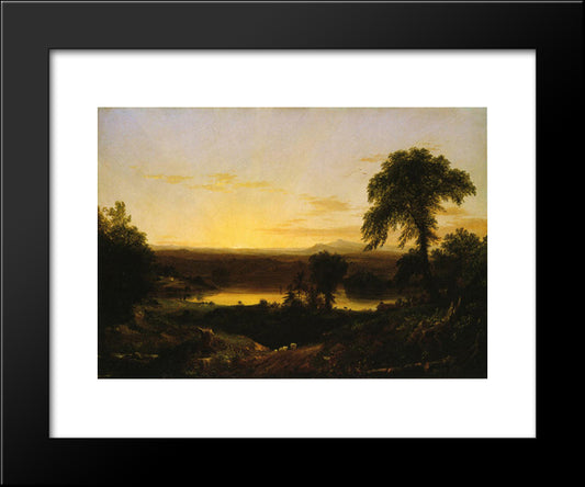Summer Twilight. A Recollection Of A Scene In New England 20x24 Black Modern Wood Framed Art Print Poster by Cole, Thomas