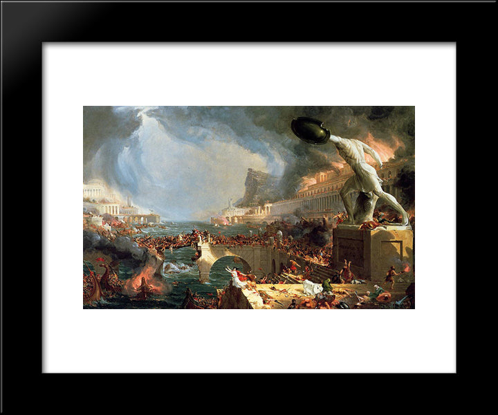 The Course Of Empire Destruction 20x24 Black Modern Wood Framed Art Print Poster by Cole, Thomas